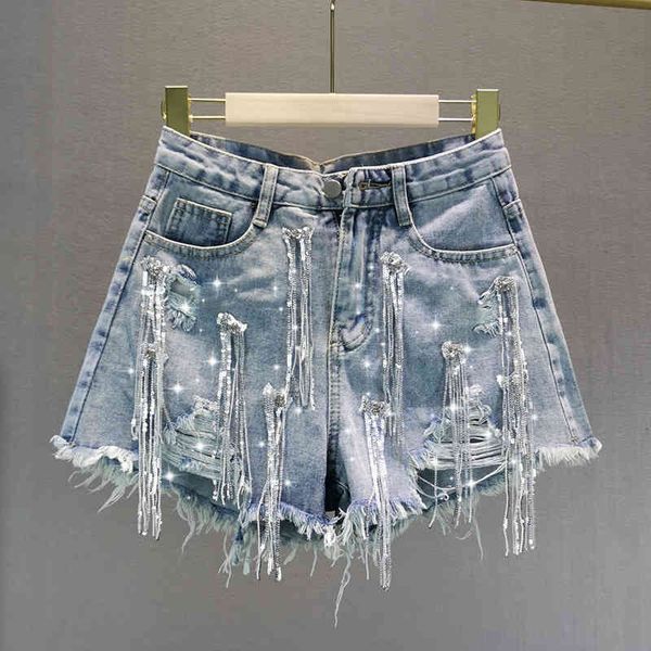 jeans woman summer european streetwear style loose high waist sequin fringed ripped denim shorts women's, Blue
jeans woman summer european streetwear style loose high waist sequin fringed ripped denim shorts women's, Blue