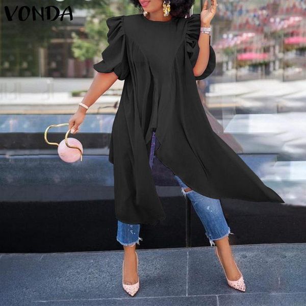 women's blouses & shirts vonda women 2021 fashion casual o neck ruffled sleeve split hem party blusas asymmetric irregular, White
women's blouses & shirts vonda women 2021 fashion casual o neck ruffled sleeve split hem party blusas asymmetric irregular, White