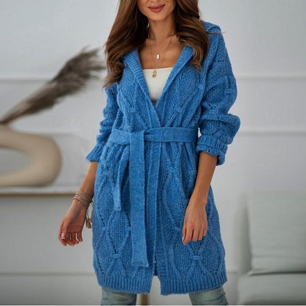 women's knits & tees autumn winter elegant solid belt women jackets fashion loose knit hooded cardigan casual versatile mid-length swea, White
women's knits & tees autumn winter elegant solid belt women jackets fashion loose knit hooded cardigan casual versatile mid-length swea, White