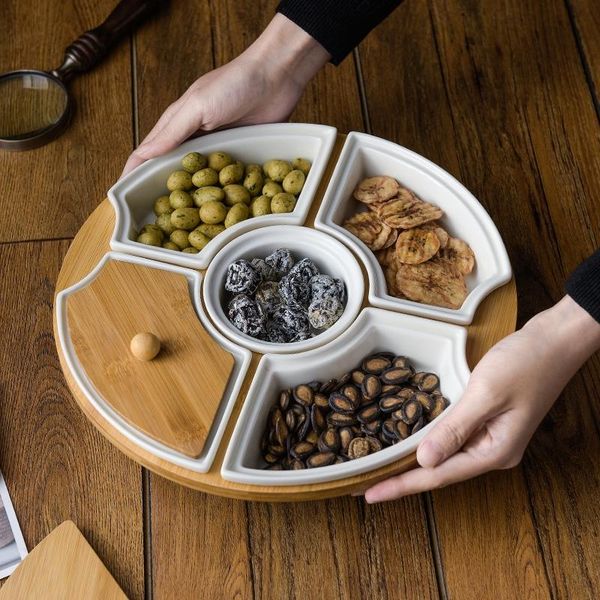 dishes & plates nordic art ceramic compartment fruit snack tray with lid rotatable living room office white dried candy storage box
dishes & plates nordic art ceramic compartment fruit snack tray with lid rotatable living room office white dried candy storage box