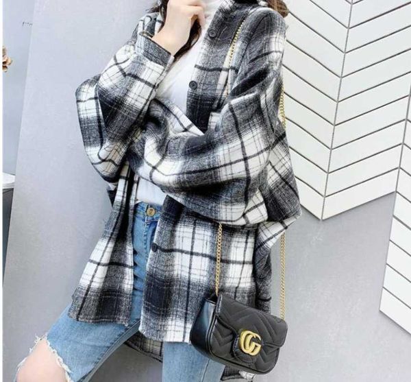 sprin autumn jacket blouse retro plaid shirt fashion loose versatile thick coat women's blouses & shirts, White
sprin autumn jacket blouse retro plaid shirt fashion loose versatile thick coat women's blouses & shirts, White