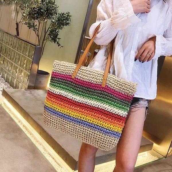 evening bags women rainbow color beach handbag rattan woven handmade knitted straw large capacity tote female shopper shoulder bag bohemian
evening bags women rainbow color beach handbag rattan woven handmade knitted straw large capacity tote female shopper shoulder bag bohemian
