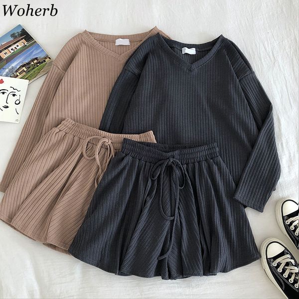 korean summer casual women 2 pieces set v neck drawstring high waist hip wide leg skirts shorts solid suit homewear 210417, White
korean summer casual women 2 pieces set v neck drawstring high waist hip wide leg skirts shorts solid suit homewear 210417, White