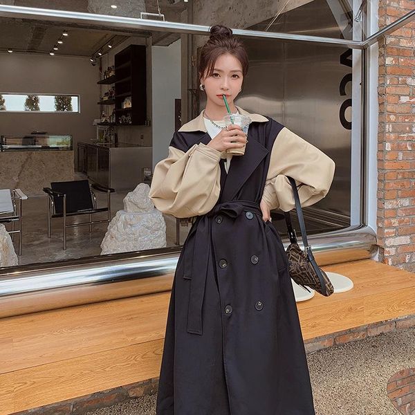 women's trench coats long coat 2021 clothing autumn clothes korea ladies windbreaker patchwork with two color classic style, Tan;black
women's trench coats long coat 2021 clothing autumn clothes korea ladies windbreaker patchwork with two color classic style, Tan;black