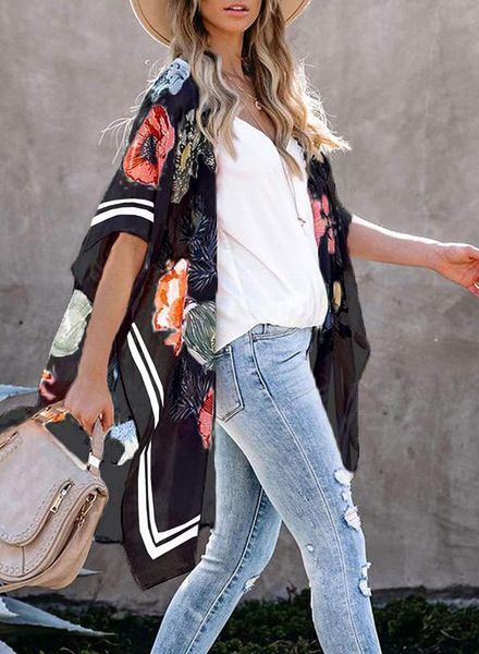 womens floral printed chiffon blouse flowy cardigan casual loose plus size half sleeve sun protection ropa de mujer women's swimwear, White;black
womens floral printed chiffon blouse flowy cardigan casual loose plus size half sleeve sun protection ropa de mujer women's swimwear, White;black