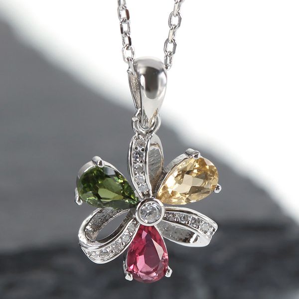 925 silver mosaic tourmaline pendant flower color gem evening dress necklace real thing with the certificate contains chain
925 silver mosaic tourmaline pendant flower color gem evening dress necklace real thing with the certificate contains chain