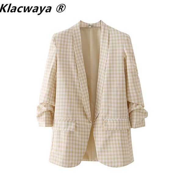 women's suits & blazers klacwaya women blazer 2021 fashion spring summer three quarter sleeve cuff folds thin jacket leisure lattice, White;black
women's suits & blazers klacwaya women blazer 2021 fashion spring summer three quarter sleeve cuff folds thin jacket leisure lattice, White;black