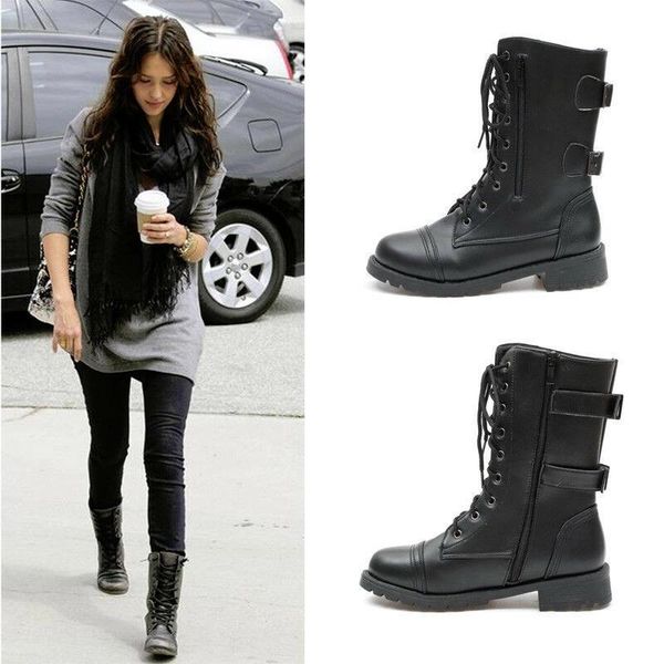 boots women autumn platform mid calf female lace up punk motorcycle boot plus size buckle strap zipper ladies low heel shoes, Black
boots women autumn platform mid calf female lace up punk motorcycle boot plus size buckle strap zipper ladies low heel shoes, Black