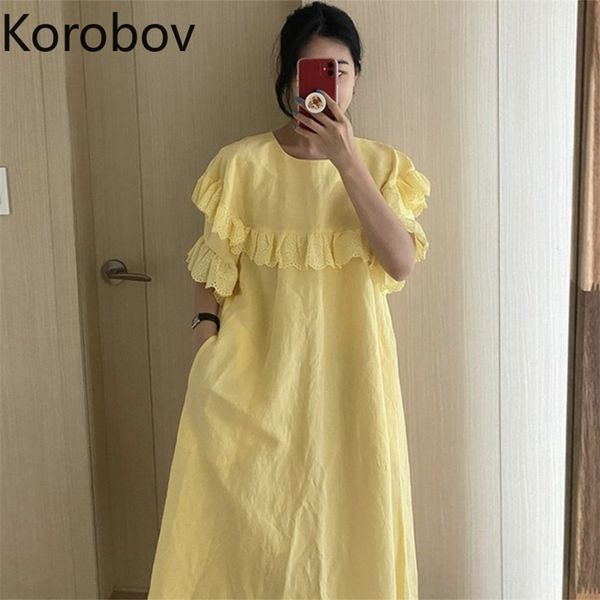 korobov new summer swett chic women dress korean short sleeve ruffles female dresses vintage elegant robe femme 210430, Black;gray
korobov new summer swett chic women dress korean short sleeve ruffles female dresses vintage elegant robe femme 210430, Black;gray
