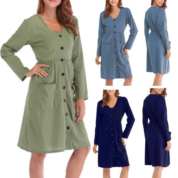 casual dresses 2021 women autumn dress europe style button pocket long-sleeve mini v-neck single breasted solid color, Black;gray
casual dresses 2021 women autumn dress europe style button pocket long-sleeve mini v-neck single breasted solid color, Black;gray