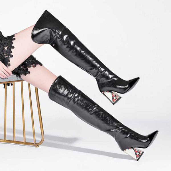 boots soft leather for women's shoes of fund 2021 autumn winters is thick with high pointed knee-high sexy, Black
boots soft leather for women's shoes of fund 2021 autumn winters is thick with high pointed knee-high sexy, Black