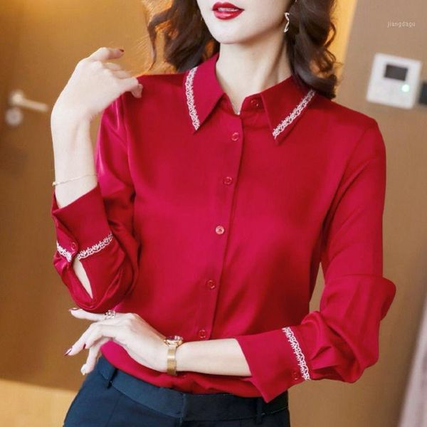 fall spring fashion office ladies womens lace patchwork red imitation silk blouse , korean shirts blouses for woman women's &, White
fall spring fashion office ladies womens lace patchwork red imitation silk blouse , korean shirts blouses for woman women's &, White