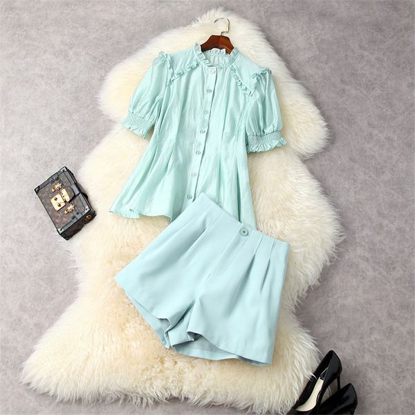 women's blouses & shirts elegant summer lady from the women's suit office sleeve short ruffled shirt and shorts two pieces set des, White
women's blouses & shirts elegant summer lady from the women's suit office sleeve short ruffled shirt and shorts two pieces set des, White