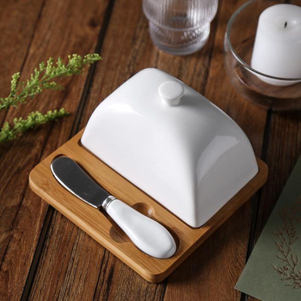 dishes & plates creative butter dish set bamboo with ceramic cover cake knife western cheese box serving tray for home/ el
dishes & plates creative butter dish set bamboo with ceramic cover cake knife western cheese box serving tray for home/ el