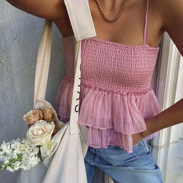 women's tanks & camis 2021 summer smocked cami sleeveless spaghetti strap solid color ruffle camisole, White
women's tanks & camis 2021 summer smocked cami sleeveless spaghetti strap solid color ruffle camisole, White