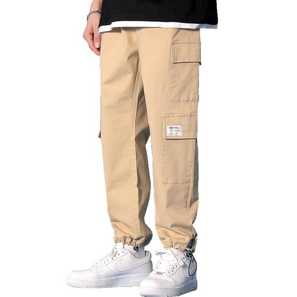 men's pants 2021 cargo spring leisure bunched straight leg loose nine cent khaki, Black
men's pants 2021 cargo spring leisure bunched straight leg loose nine cent khaki, Black
