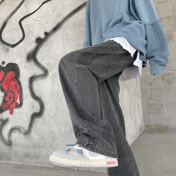 men's pants streetwear jeans casual solid color denim trousers spring autumn straight for men, Black
men's pants streetwear jeans casual solid color denim trousers spring autumn straight for men, Black