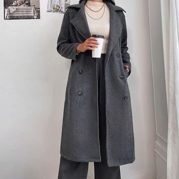 women's wool & blends woman long coat fashion warm winter jacket elegant double breasted solid loose ladies overcoat m072, Black
women's wool & blends woman long coat fashion warm winter jacket elegant double breasted solid loose ladies overcoat m072, Black