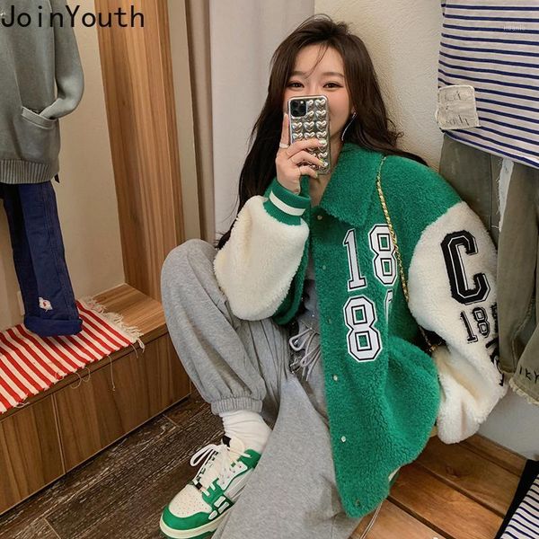 women's jackets joinyouth lamb wool coat female autumn and winter plus velvet thick oversized high street jacket baseball uniform stude, Black;brown
women's jackets joinyouth lamb wool coat female autumn and winter plus velvet thick oversized high street jacket baseball uniform stude, Black;brown