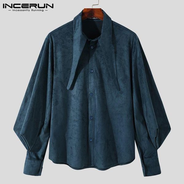 men's casual shirts incerun vintage men shirt solid color turn down collar long lantern sleeve velour streetwear clothing 2021 camisas, White;black
men's casual shirts incerun vintage men shirt solid color turn down collar long lantern sleeve velour streetwear clothing 2021 camisas, White;black
