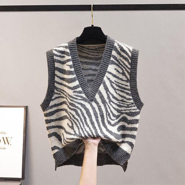 women's vests waistcoat vest jacket women autumn winter knit sweater zebra pattern outer wear loose korean v-neck, Black;white
women's vests waistcoat vest jacket women autumn winter knit sweater zebra pattern outer wear loose korean v-neck, Black;white