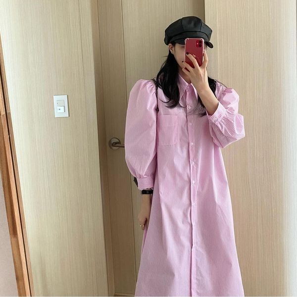 spring and summer solid color french women's striped shirt dress sundresses lantern sleeve midi femme robe 210514, Black;gray
spring and summer solid color french women's striped shirt dress sundresses lantern sleeve midi femme robe 210514, Black;gray
