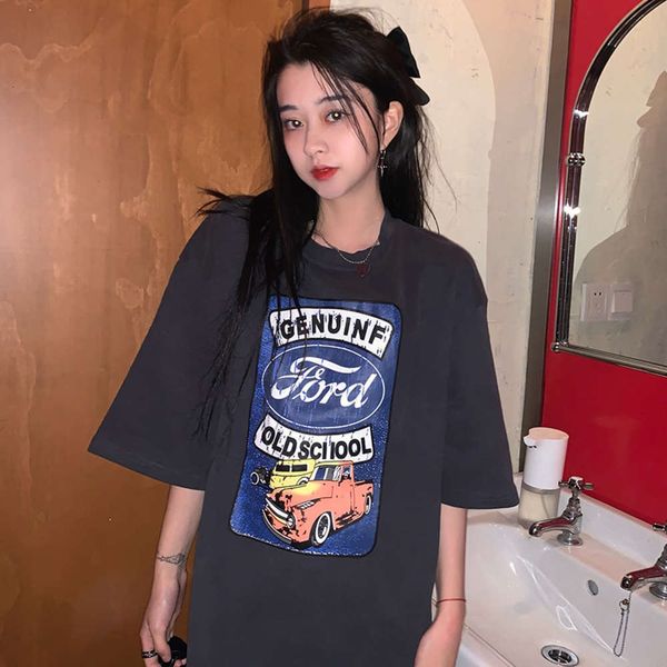 women's t-shirt harajuku summer half loose grey fashion brand short sleeve 2021 zdqo, White
women's t-shirt harajuku summer half loose grey fashion brand short sleeve 2021 zdqo, White