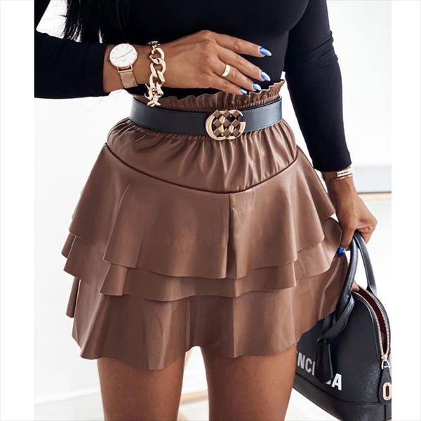 england style high waist ruffles womens skirt solid color layered fall winter leather a line lady tutu mini, Black
england style high waist ruffles womens skirt solid color layered fall winter leather a line lady tutu mini, Black
