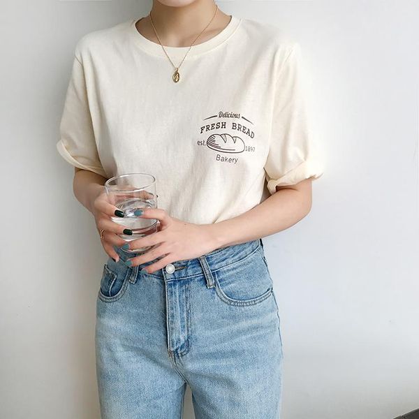 women's t-shirt spring tshirt women 2021 summer ulzzang harajuku korean fashion vintage print cartoon bread letter friends t shirt, White
women's t-shirt spring tshirt women 2021 summer ulzzang harajuku korean fashion vintage print cartoon bread letter friends t shirt, White