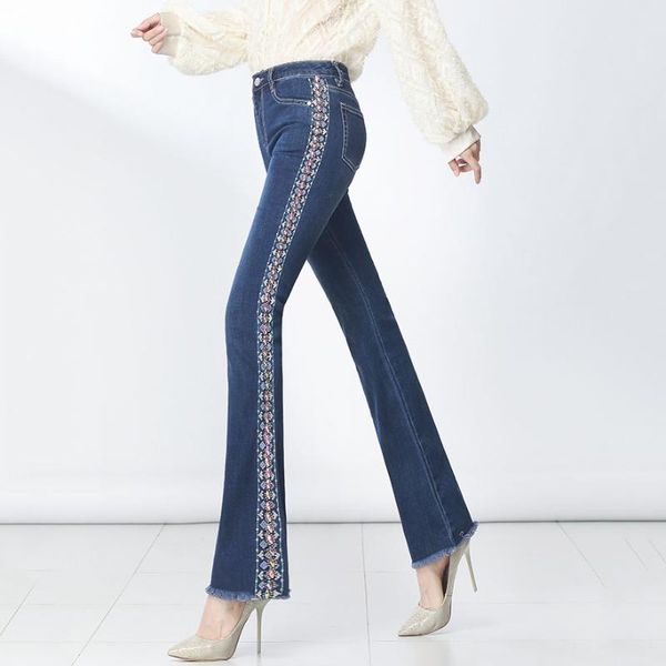 women's jeans plus size high waist embroidered flares stretch denim skinny bell bottom for women, Blue
women's jeans plus size high waist embroidered flares stretch denim skinny bell bottom for women, Blue