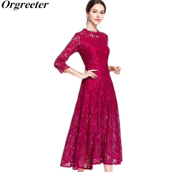plus size s-3xl summer women lace party dress stand collar hollow out 3/4 sleeve long temperament slim vestidos 210525, Black;gray
plus size s-3xl summer women lace party dress stand collar hollow out 3/4 sleeve long temperament slim vestidos 210525, Black;gray