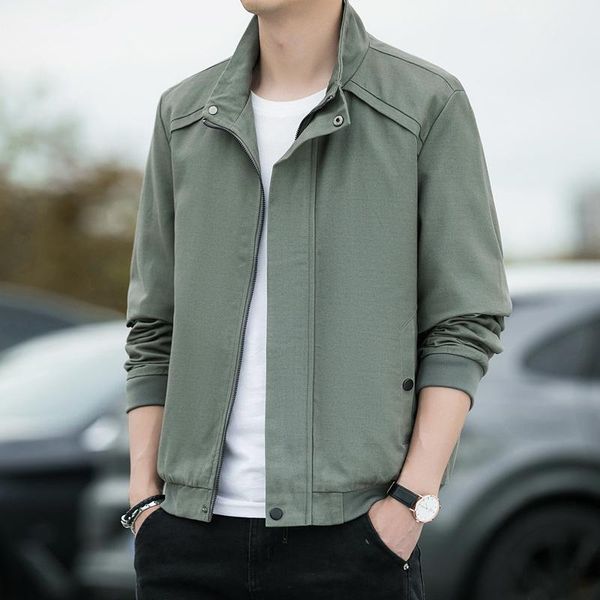 men's casual shirts spring and autumn jacket stand collar young large cotton solid coat loose jack, White;black
men's casual shirts spring and autumn jacket stand collar young large cotton solid coat loose jack, White;black