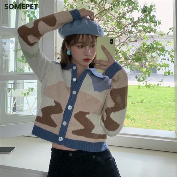 women's knits & tees loose casual ins contrast sweater female korean harajuku sweaters japanese kawaii vintage clothing for women, White
women's knits & tees loose casual ins contrast sweater female korean harajuku sweaters japanese kawaii vintage clothing for women, White