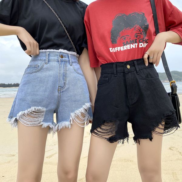 women's shorts large size denim fat mm summer 2021 new fashion pants, White;black 
women's shorts large size denim fat mm summer 2021 new fashion pants, White;black