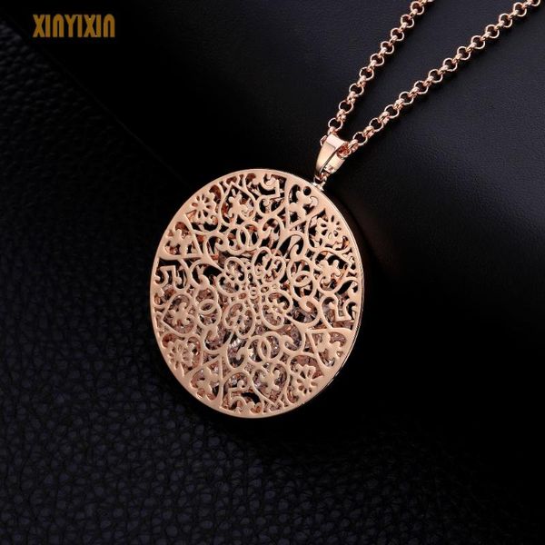 pendant necklaces fashion gold round necklace for women vintage hollow pattern crystal inside color long suit dress accessory, Silver
pendant necklaces fashion gold round necklace for women vintage hollow pattern crystal inside color long suit dress accessory, Silver