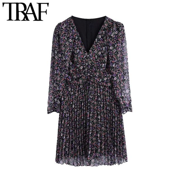 traf women chic fashion floral print pleated mini dress vintage three quarter sleeve with lining female dresses mujer 210415, Black;gray
traf women chic fashion floral print pleated mini dress vintage three quarter sleeve with lining female dresses mujer 210415, Black;gray