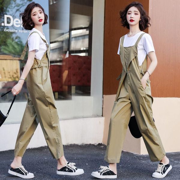 women's two piece pants summer bib suit 2021 temperament t shirt jumpsuit two-piece loose nine-point straight black khaki trend aq936, White
women's two piece pants summer bib suit 2021 temperament t shirt jumpsuit two-piece loose nine-point straight black khaki trend aq936, White