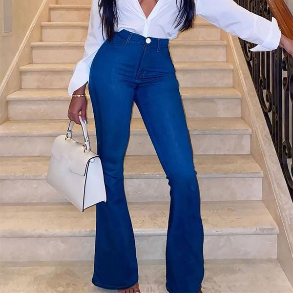 women's jeans winter autumn solid elegant female lady palazzo flared wide killer legs pants high waist ol ladies career long trousers, Blue
women's jeans winter autumn solid elegant female lady palazzo flared wide killer legs pants high waist ol ladies career long trousers, Blue