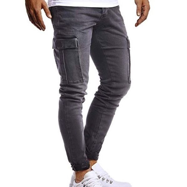 Men' Hip Hop Wash Casual Sports Jeans C123 in Autumn 2021, Light blue