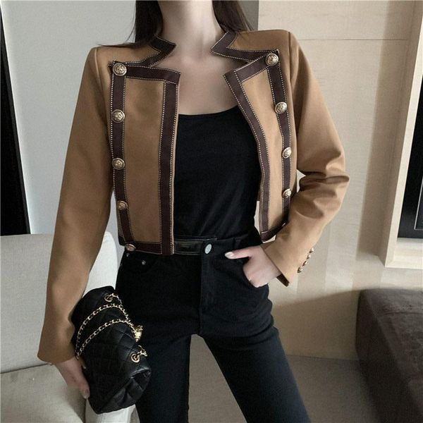 women's jackets hit color patchwork fashion women jacket full sleeve double breast minority elegant casual style loose coat ptcn, Black;brown
women's jackets hit color patchwork fashion women jacket full sleeve double breast minority elegant casual style loose coat ptcn, Black;brown