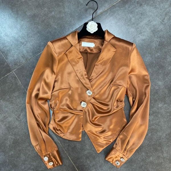 women's jackets womens turn-down collar single breasted elegant vintage irregular design female fashion solid coat 2022 autumn, Black;brown
women's jackets womens turn-down collar single breasted elegant vintage irregular design female fashion solid coat 2022 autumn, Black;brown