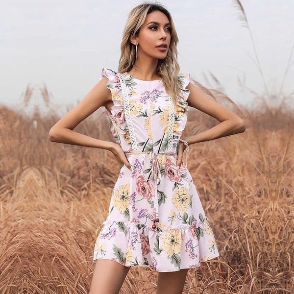flower printed o neck flying sleeve patchwork flounced edge dress waistband lace up summer women casual commute mini 210604, Black;gray
flower printed o neck flying sleeve patchwork flounced edge dress waistband lace up summer women casual commute mini 210604, Black;gray