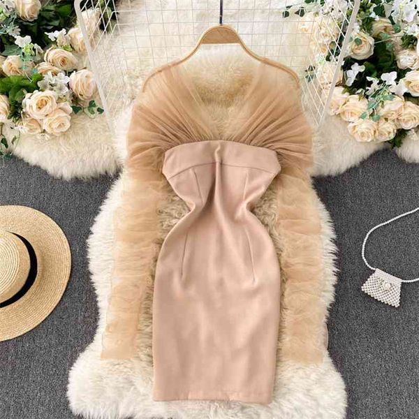 women mesh pleated stitching dress long sleeve temperament slim short fashion spring summer 11d602 210525, Black;gray
women mesh pleated stitching dress long sleeve temperament slim short fashion spring summer 11d602 210525, Black;gray