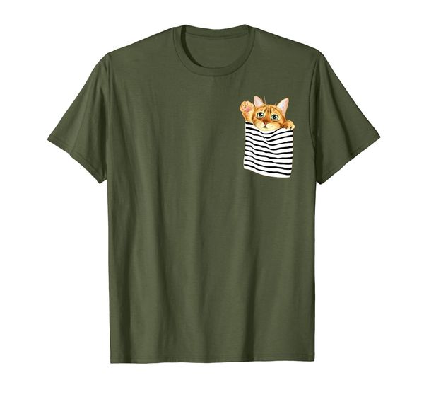 cute cat in pocket funny cats t-shirt, White;black