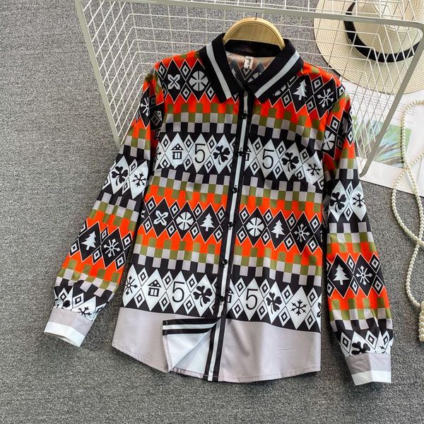 women's blouses & shirts 2021 spring french style printed blouse female lapel long-sleeved fashion temperament blusa slim shirt gl502, White
women's blouses & shirts 2021 spring french style printed blouse female lapel long-sleeved fashion temperament blusa slim shirt gl502, White