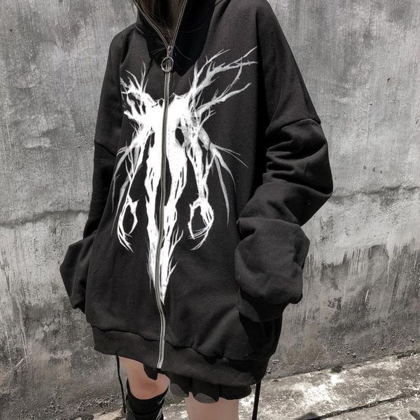 women's hoodies & sweatshirts houzhou gothic punk graphic print zipper ribbon hoodie streetwear women oversize casual black cool coat c
women's hoodies & sweatshirts houzhou gothic punk graphic print zipper ribbon hoodie streetwear women oversize casual black cool coat c