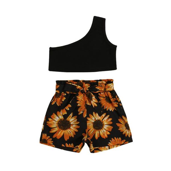 clothing sets 2-7 y baby girls solid color clothes set sleeveless off-shoulder cropped + sunflower print short pants black casual wear, White
clothing sets 2-7 y baby girls solid color clothes set sleeveless off-shoulder cropped + sunflower print short pants black casual wear, White
