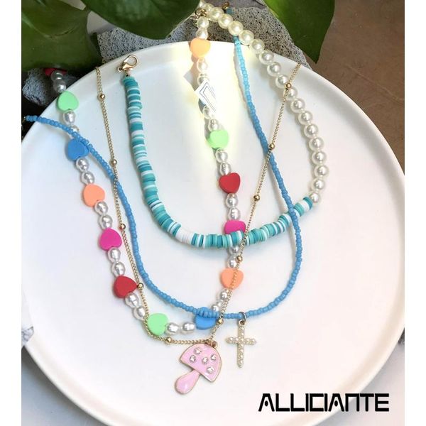 chains ins cute pink mushroom cross soft pottery clay beaded necklace for women candy heart pearls beads choker boho jewelry, Silver
chains ins cute pink mushroom cross soft pottery clay beaded necklace for women candy heart pearls beads choker boho jewelry, Silver