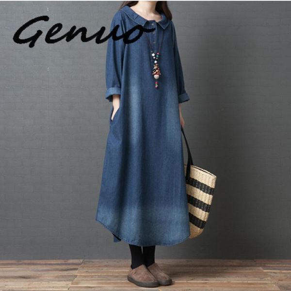 casual dresses genuo spring denim long dress 2021 loose turn-down collar sleeve cotton blue, Black;gray
casual dresses genuo spring denim long dress 2021 loose turn-down collar sleeve cotton blue, Black;gray