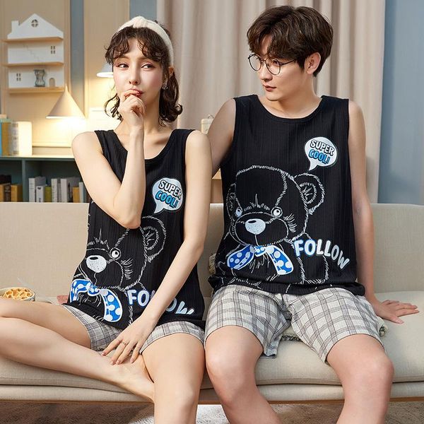 men's sleepwear summer couple vest pajamas set cotton bear cartoon print women big size soft casual men homewear black lover nightwear, Black;brown
men's sleepwear summer couple vest pajamas set cotton bear cartoon print women big size soft casual men homewear black lover nightwear, Black;brown